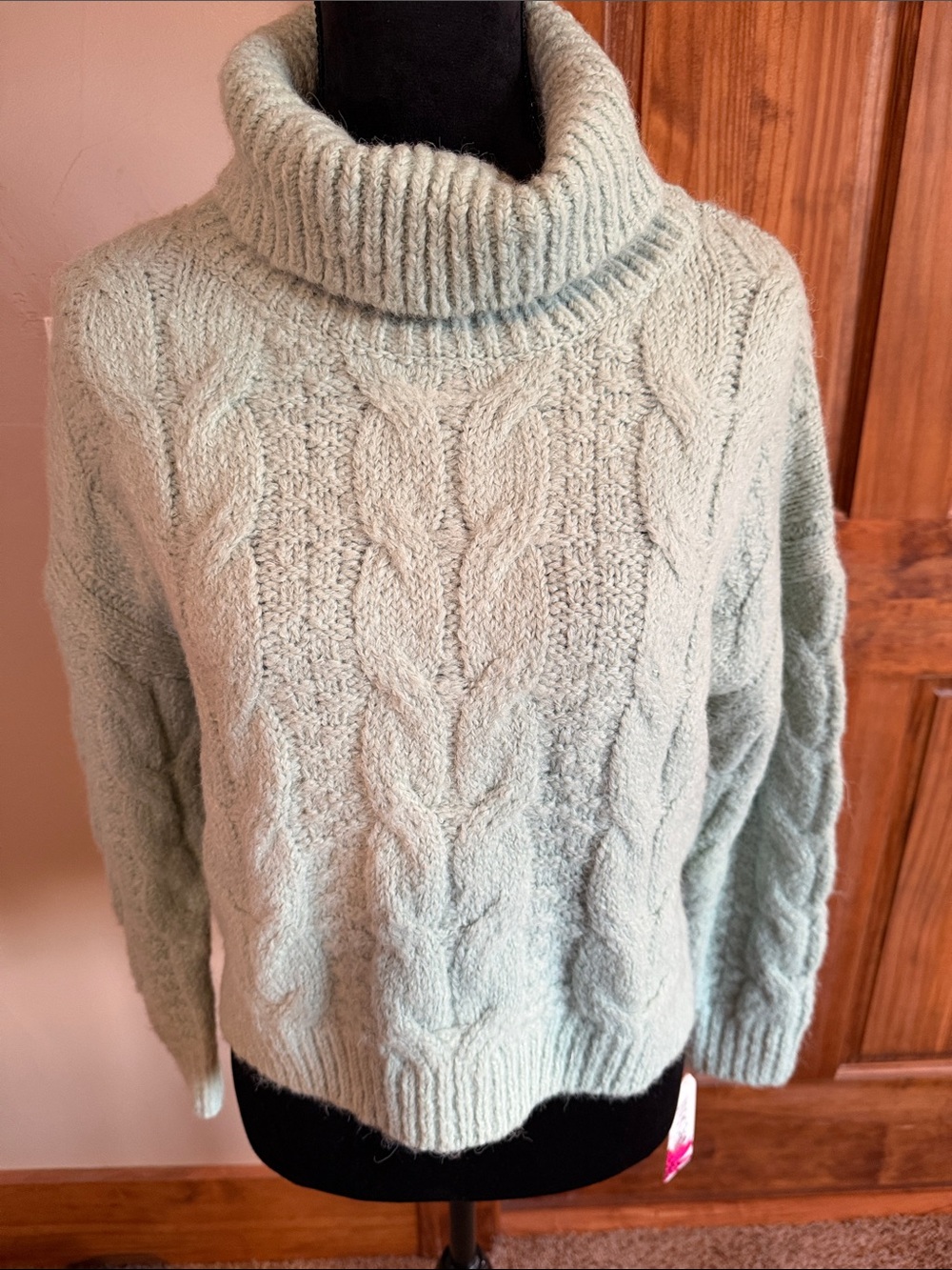 NWT Soft Cable Knit Turtleneck Sweater - Light Mint